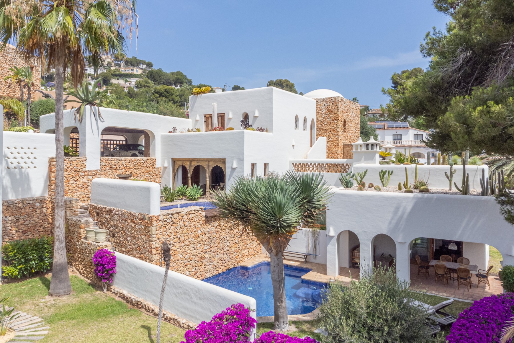 Moraira Property for Sale: Stylish Ibizan Villa Close to El Portet Beach
