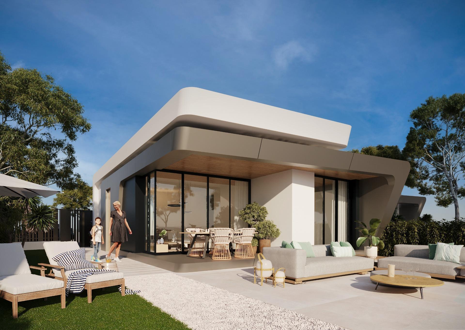 1221DA - Villas nouvellement construites à côté du terrain de golf à quelques minutes de la plage et du centre d’Alicante