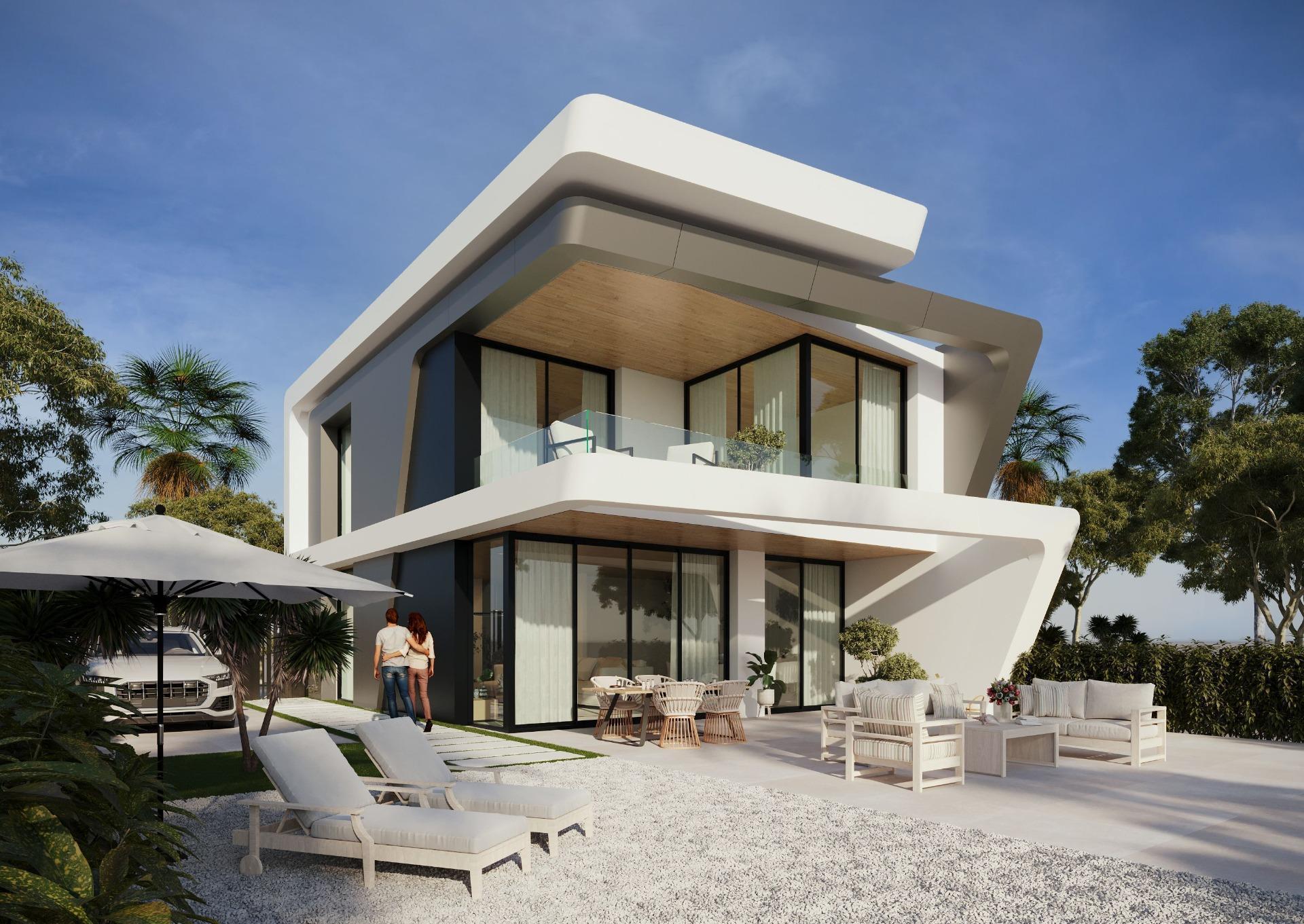 1221DA - Villas nouvellement construites à côté du terrain de golf à quelques minutes de la plage et du centre d’Alicante