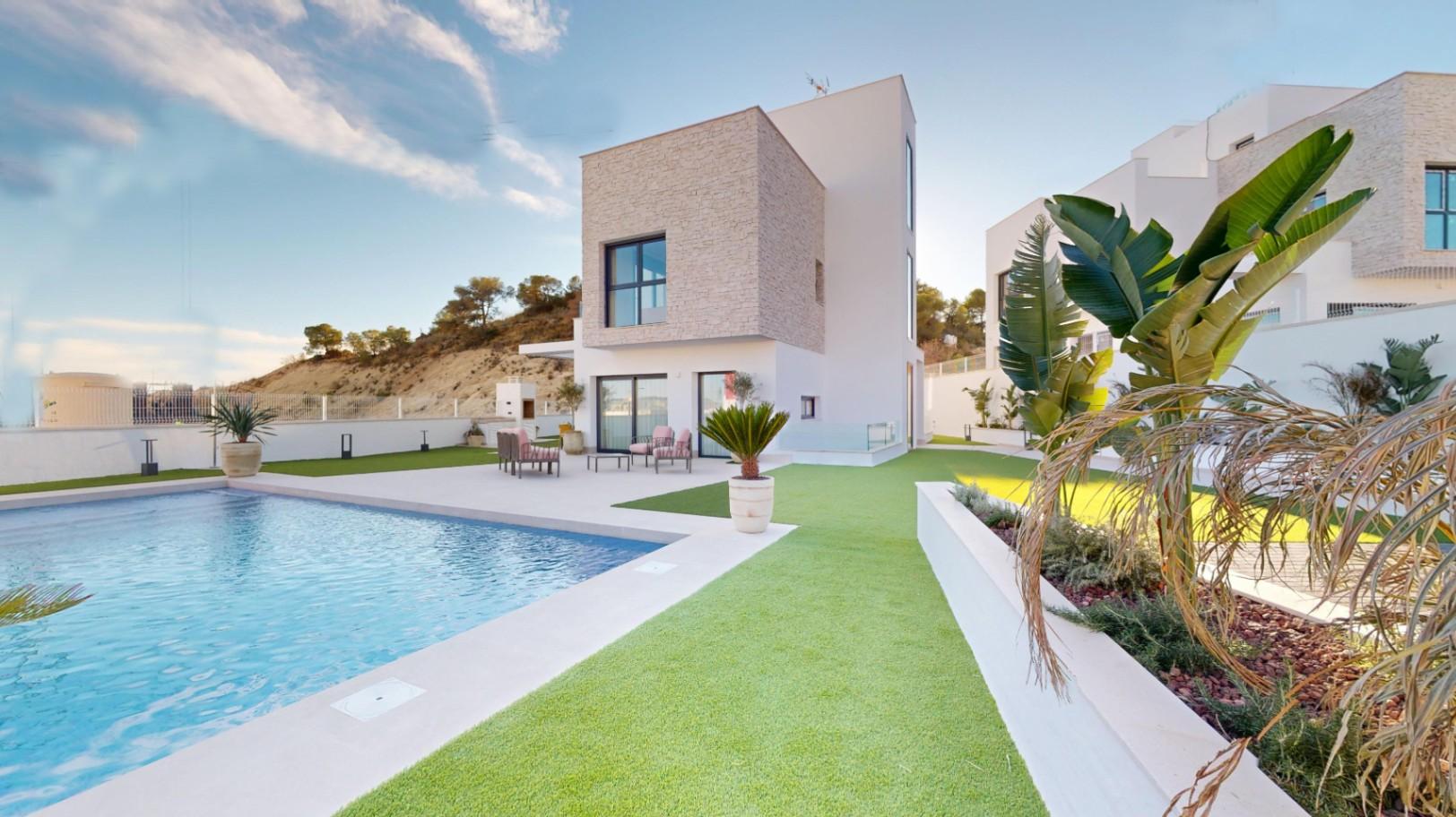 1241DA - 15 villas independientes de lujo en Finestrat con 3 o 4 dormitorios con vistas despejadas