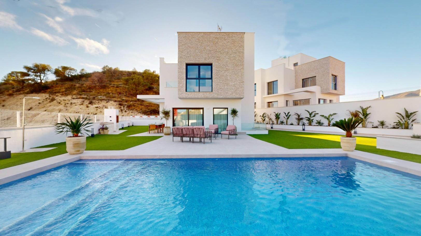 1241DA - 15 villas independientes de lujo en Finestrat con 3 o 4 dormitorios con vistas despejadas