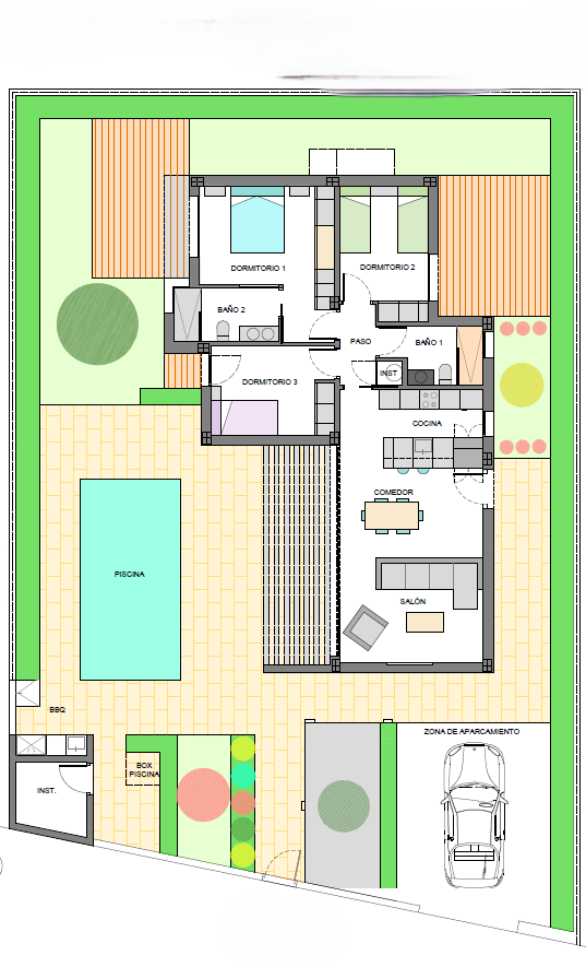 1317DA - Villas unifamiliales modernas en construcción, de una sola planta y de calidad, con vistas a la montaña en Polop.