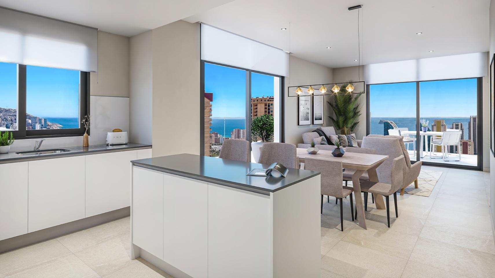 1336DA - 3-Slaapkamer Appartementen met Panoramisch Zeezicht in Benidorm