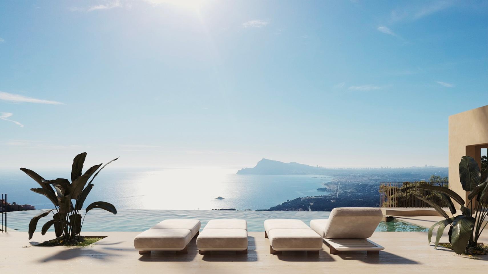 1381NS - Einzigartige Designer-Villa mit Panoramablick auf das Meer in Altea Hills