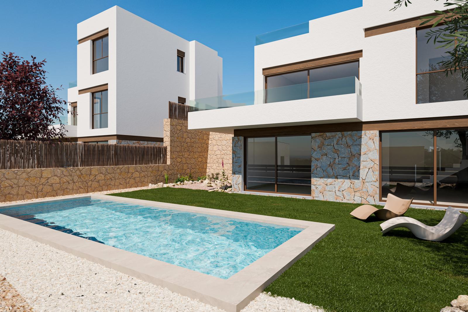 1424DA - Nuevas villas de 3 dormitorios con vistas al mar y a la montaña en un entorno elevado de Finestrat