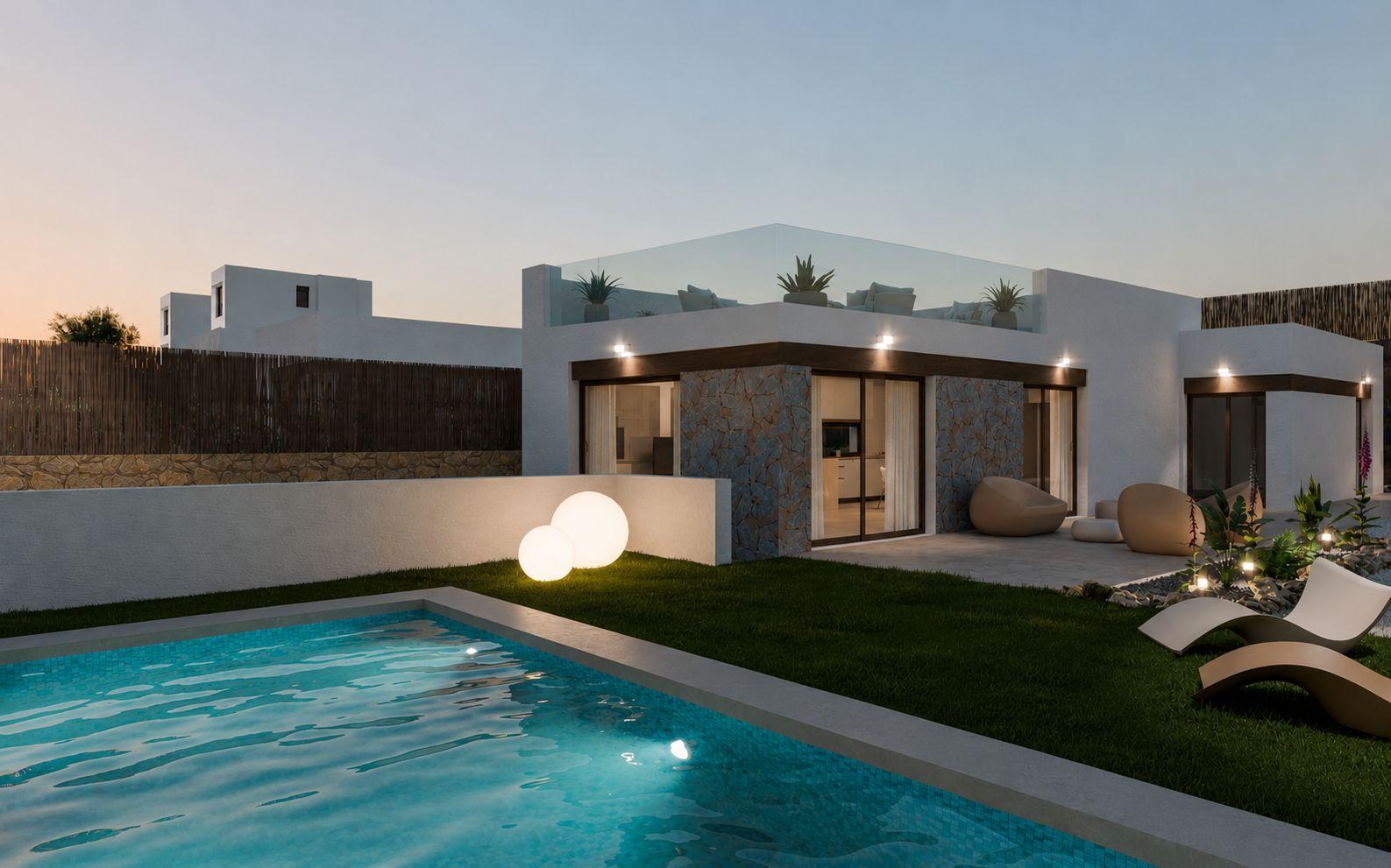 1424DA - Nuevas villas de 3 dormitorios con vistas al mar y a la montaña en un entorno elevado de Finestrat