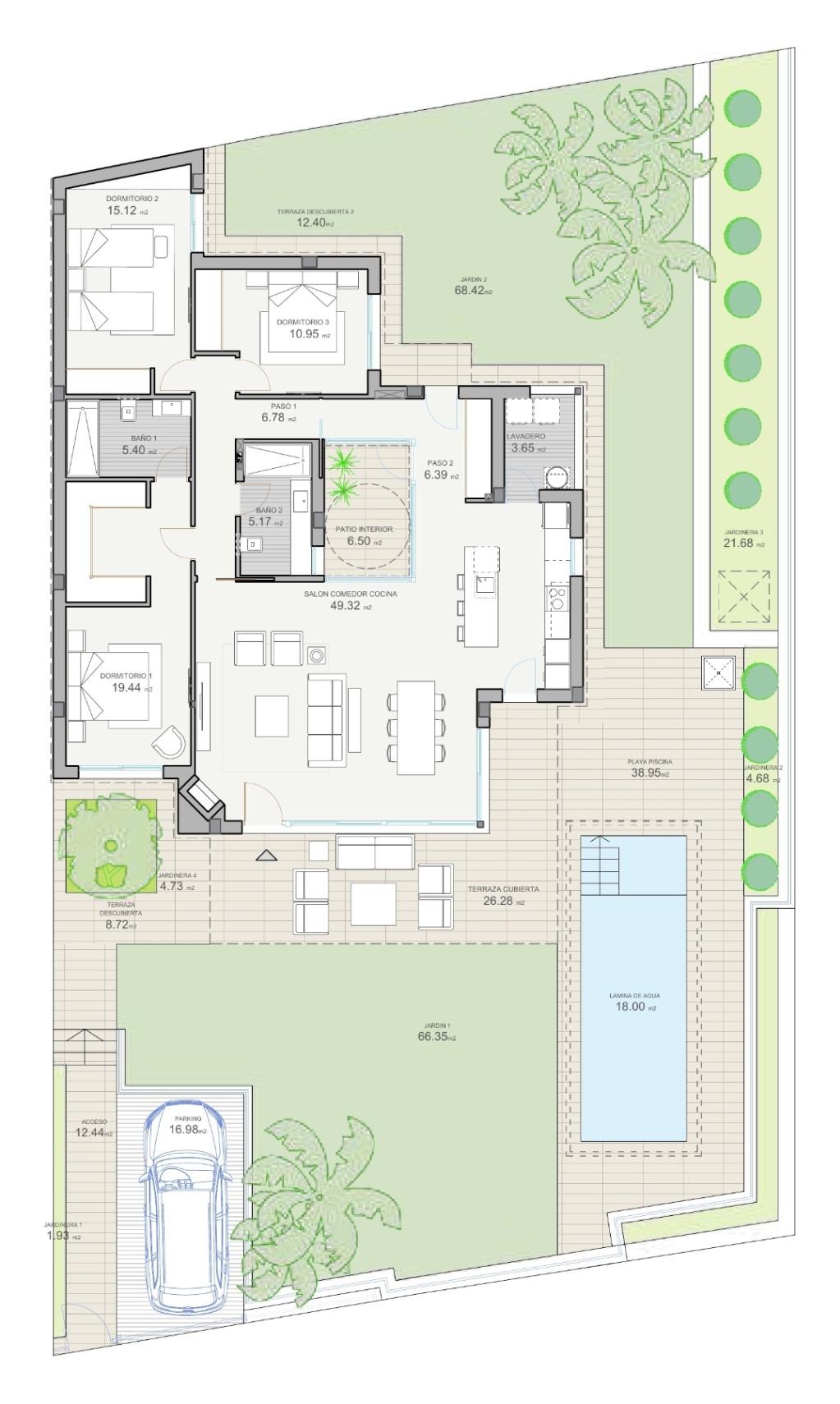 1432DA - Villa de plain-pied avec grand espace de vie et piscine privée à Polop.