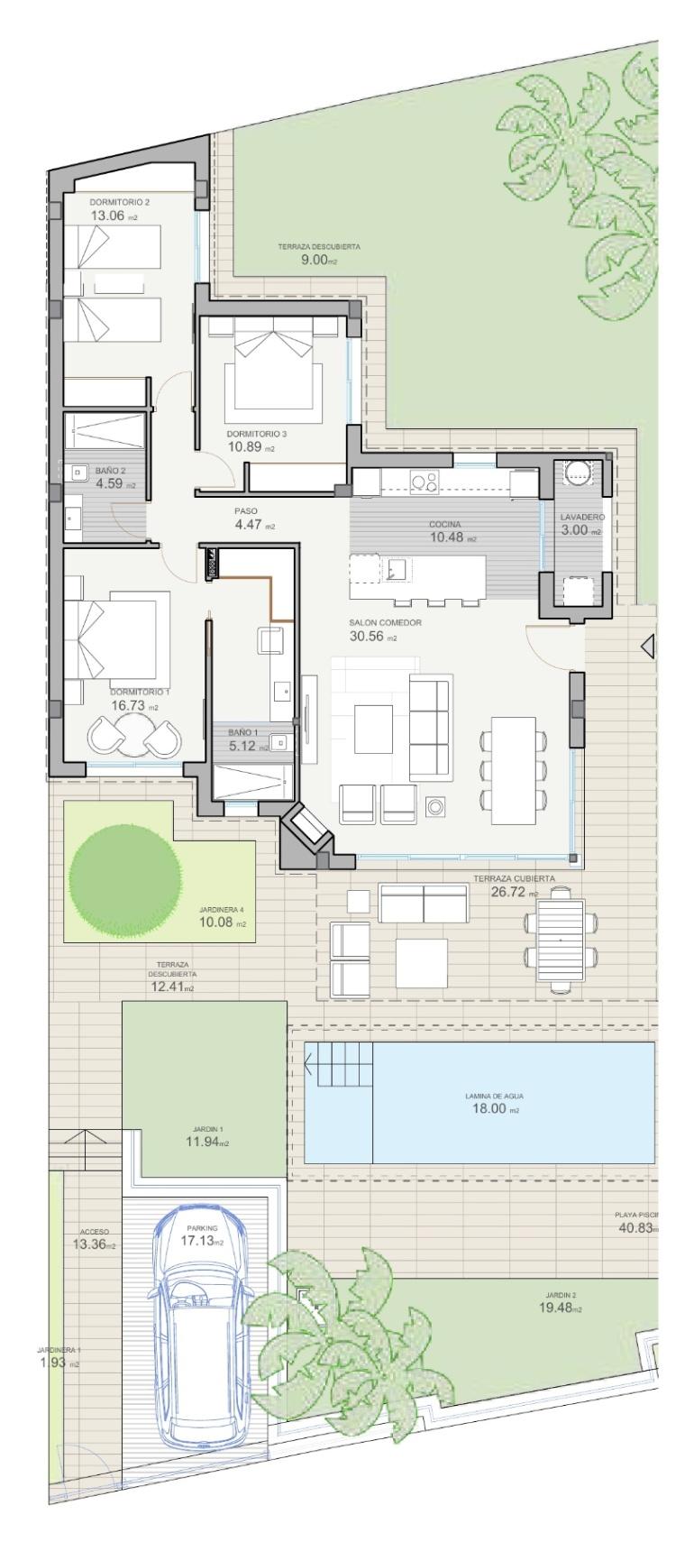1433DA - Villa de plain-pied avec grande terrasse couverte et piscine privée à Polop.