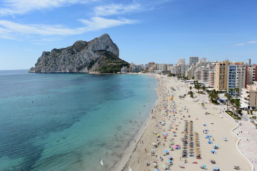 Aerial view of the beach in Calpe