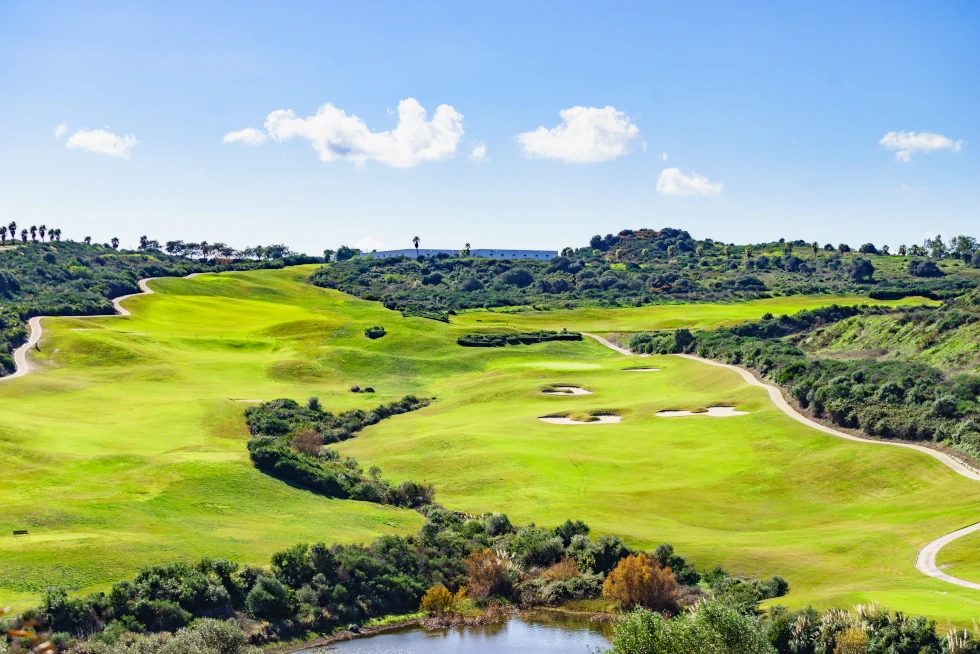 Aerial view of the golf course in Costa del Sol