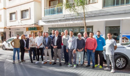 Construction team with our estate agents in Moraira, together at the office